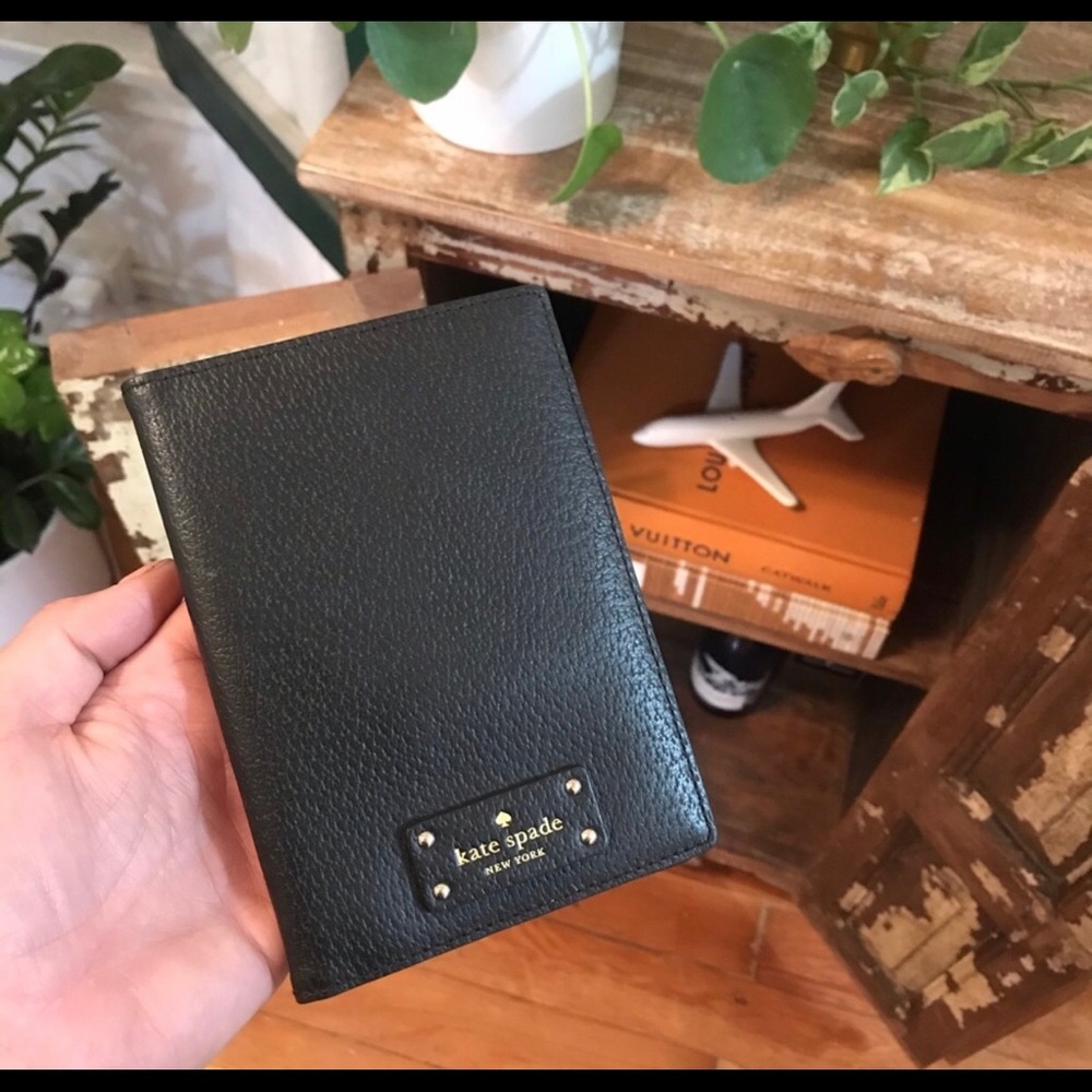 Kate Spade Passport Holder, black, brand new